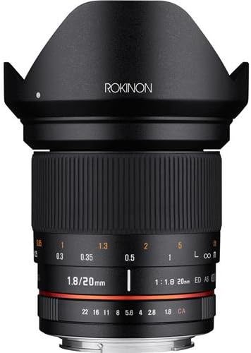 Rokinon 20 mm f/1.8 AS ED UMC Weitwinkelobjektiv mit integriertem AE-Chip für Nikon, Nikon