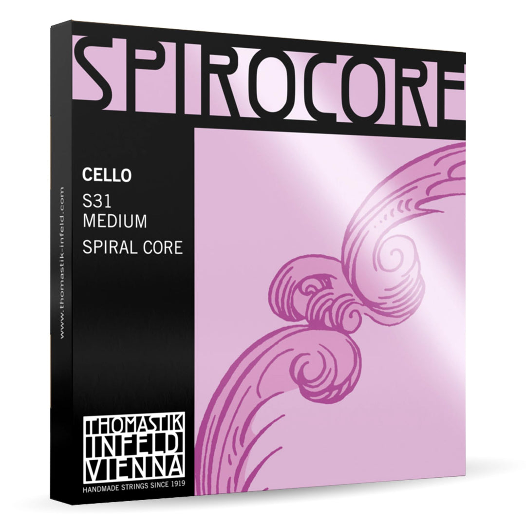 Thomastik 641231 Saiten für Cello Spirocore Spiralkern, Satz 4/4 mittel Chrom
