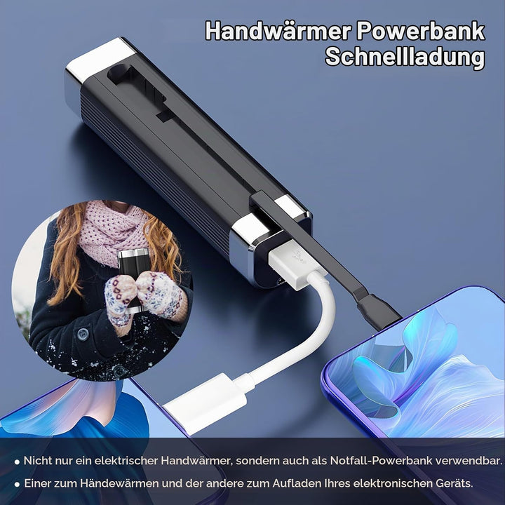 Handwärmer Wiederaufladbar 2 er,10000mAh Tragbarer Taschenwärmer,3 in1USB Batteriebetriebener Elektr