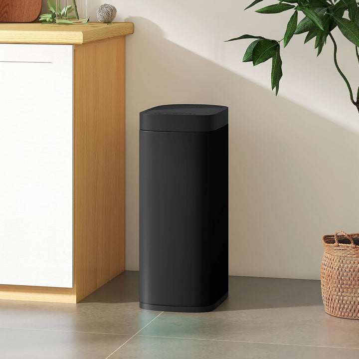 HOMCOM 50L Sensor-Mülleimer Berührungslos mit Bewegungssensor Schwarz, Schwarz