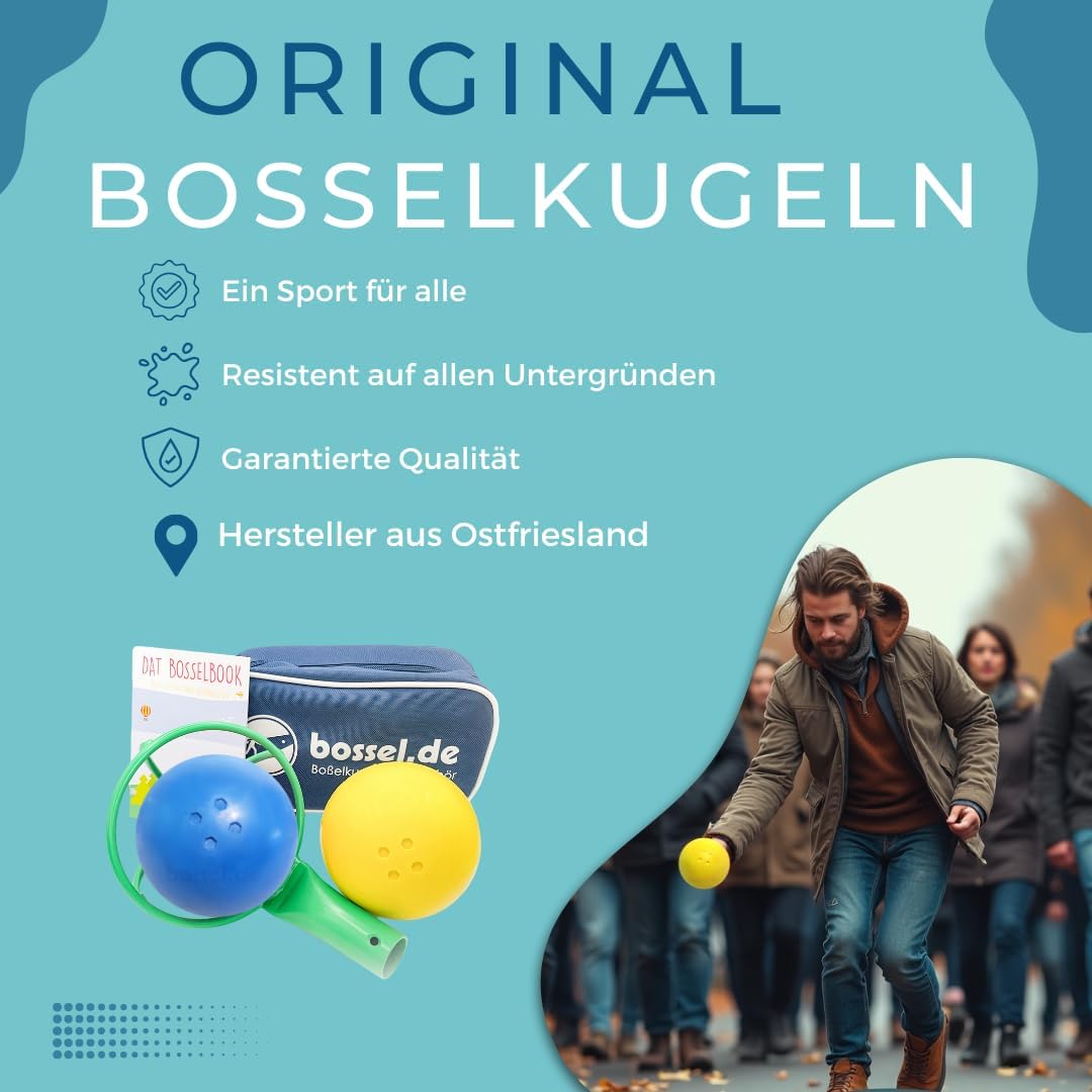 Carls Bosselset Bosselkugeln 2 Stück, Kraber und Tasche gelb/blau, gelb/blau