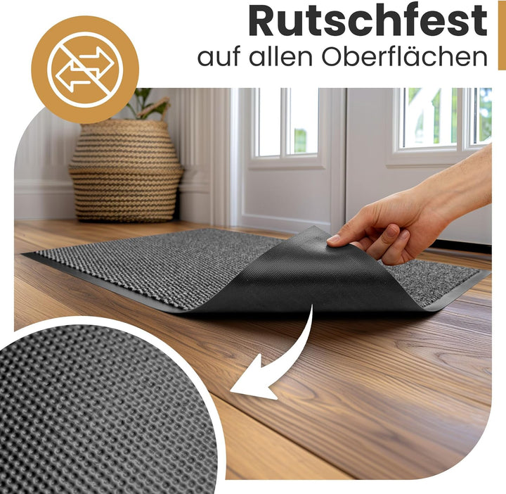 Saubere Schuhe Dank saugstarkem Stoff (robust) perfekte Grösse Grau in 40x60cm - Fussmatte innen, Fu