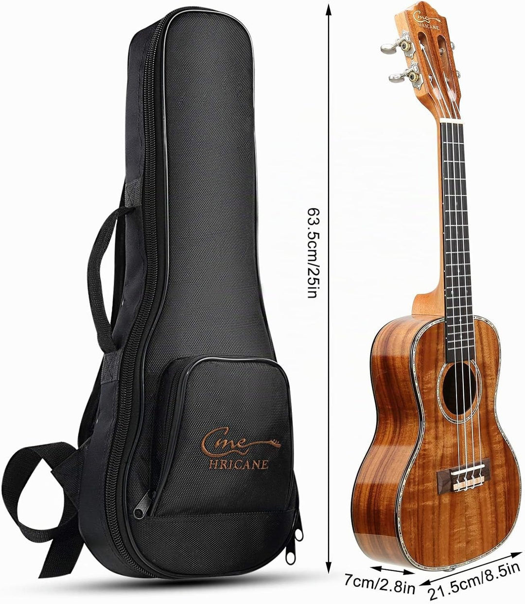 Hricane Konzert Ukulele aus Koa Feste Akazie Professional glatt glänzend Ukulelen Hawaii-Ukele Conze