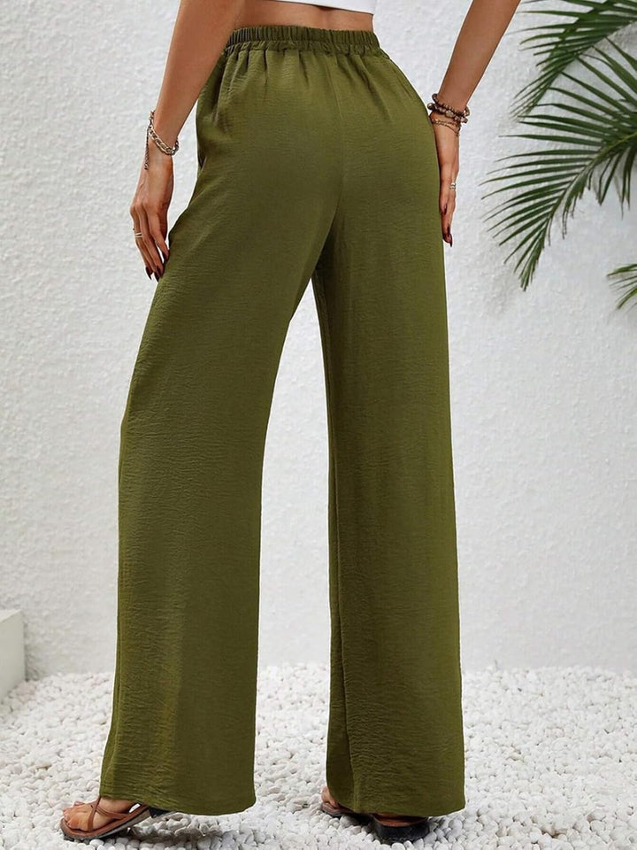 Damen Hosen Lang Sommerhose Leichte Hohe Taille Freizeithose Armeegrün S, Armeegrün S