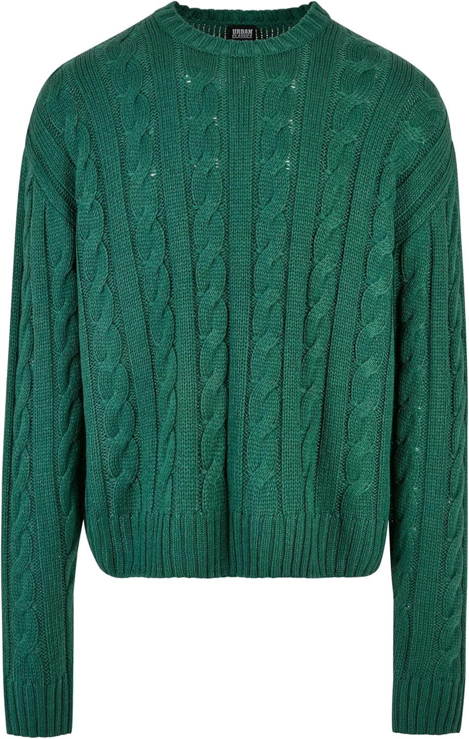 Urban Classics Boxy Sweater, legerer einfarbiger oversize Männer Strickpullover mit Zopfmuster, erhä