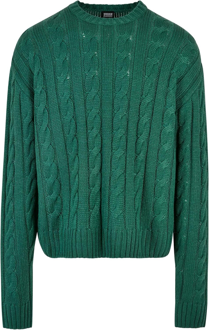Urban Classics Boxy Sweater, legerer einfarbiger oversize Männer Strickpullover mit Zopfmuster, erhä
