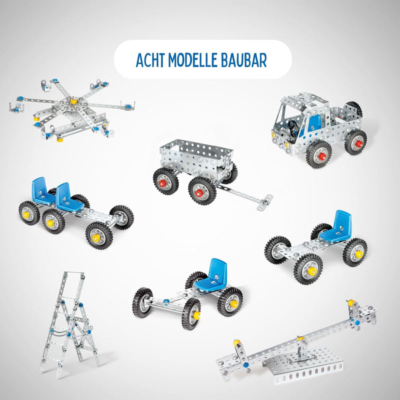 Eitech 00006 Metallbaukasten - Basisbaukasten, Bausatz für Kinder ab 8 Jahren, Mind. 8 Modelle bauba