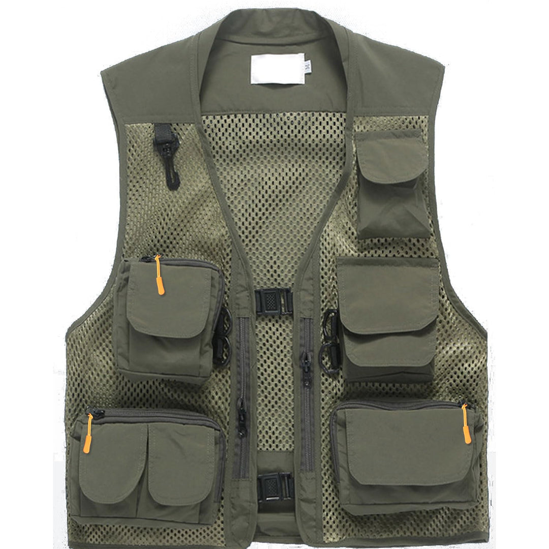 Freiesoldaten Herren Multi Pocket Weste Draussen Angeln Camping Mantel Atmungsaktives Netz Lässige W