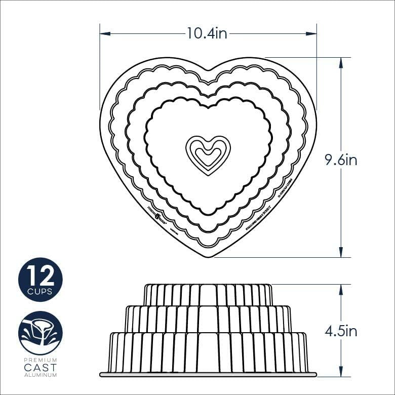 NordicWare Backform "Herz-Kranz", gestuft - Herzbackform , Aluminium, Silber, 26,7 x 25,4 x 11 cm, 1