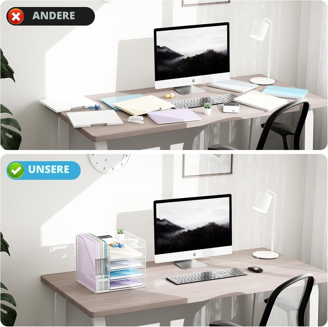 Marbrasse Schreibtisch Organizer und Büro Zubehör,5-Tier Briefablage,Mesh Büro Organizer für Schreib