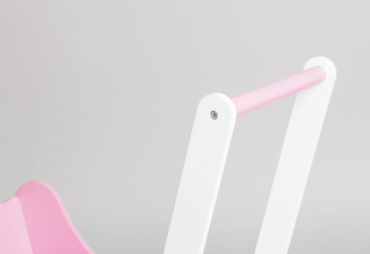 PINOLINO Puppenwagen Jasmin Komplettset, 4-tlg., Rosa & Weiss, Inkl. Bettzeug, Gummierte Räder, MDF,