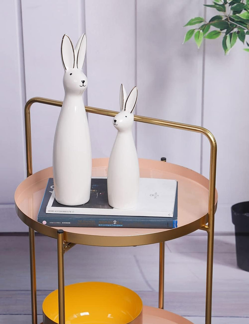 SEINHIJO 2pcs Modern Skulptur Dekor Hase Statue Wohnzimmer Kunst Keramik Arts Geschenk 29cm