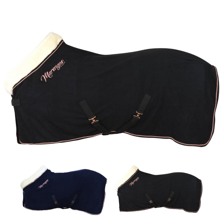 Marengos - Abschwitzdecke Modern Rosé | Fleecedecke mit Kreuzgurten, Frontverschnallung, Schweifkord