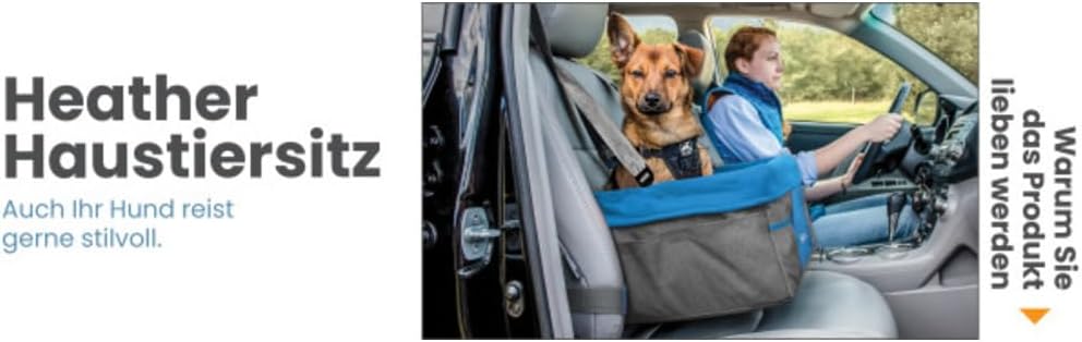 Kurgo Skybox Sitzerhöhung Auto für Hunde & Haustiere, Hunde Autositz, inkl. Hunde Anschnallgurt Auto