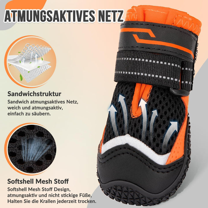 Eyein Hundeschuhe Pfotenschutz, 2 Stück atmungsaktiv Hundeschuhe mit Rutschfester Sohle und reflekti