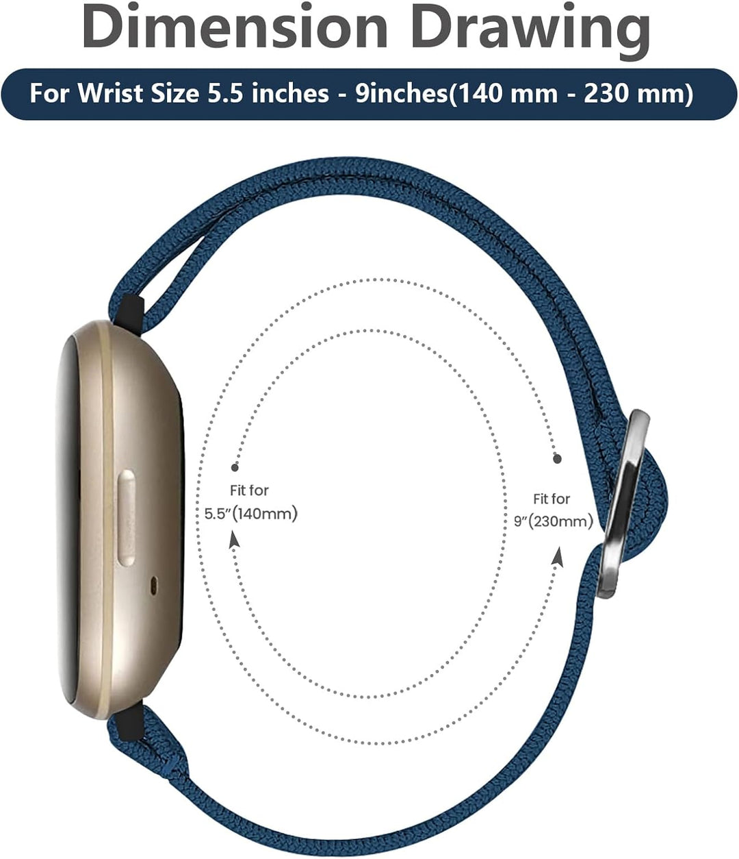 4 Stück Stretch Nylon Armbänder, Kompatibel mit Fitbit Versa 4/Fitbit Versa 3 Armbänder/Fitbit Sense
