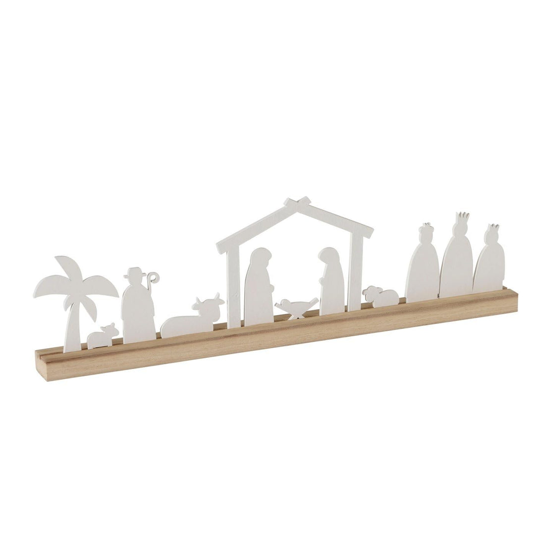 ReWu Krippe Weihnachts-Krippe Silos Krippenfiguren Holzschiene Weihnachten Christmas Wohndekoration
