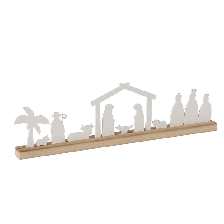 ReWu Krippe Weihnachts-Krippe Silos Krippenfiguren Holzschiene Weihnachten Christmas Wohndekoration