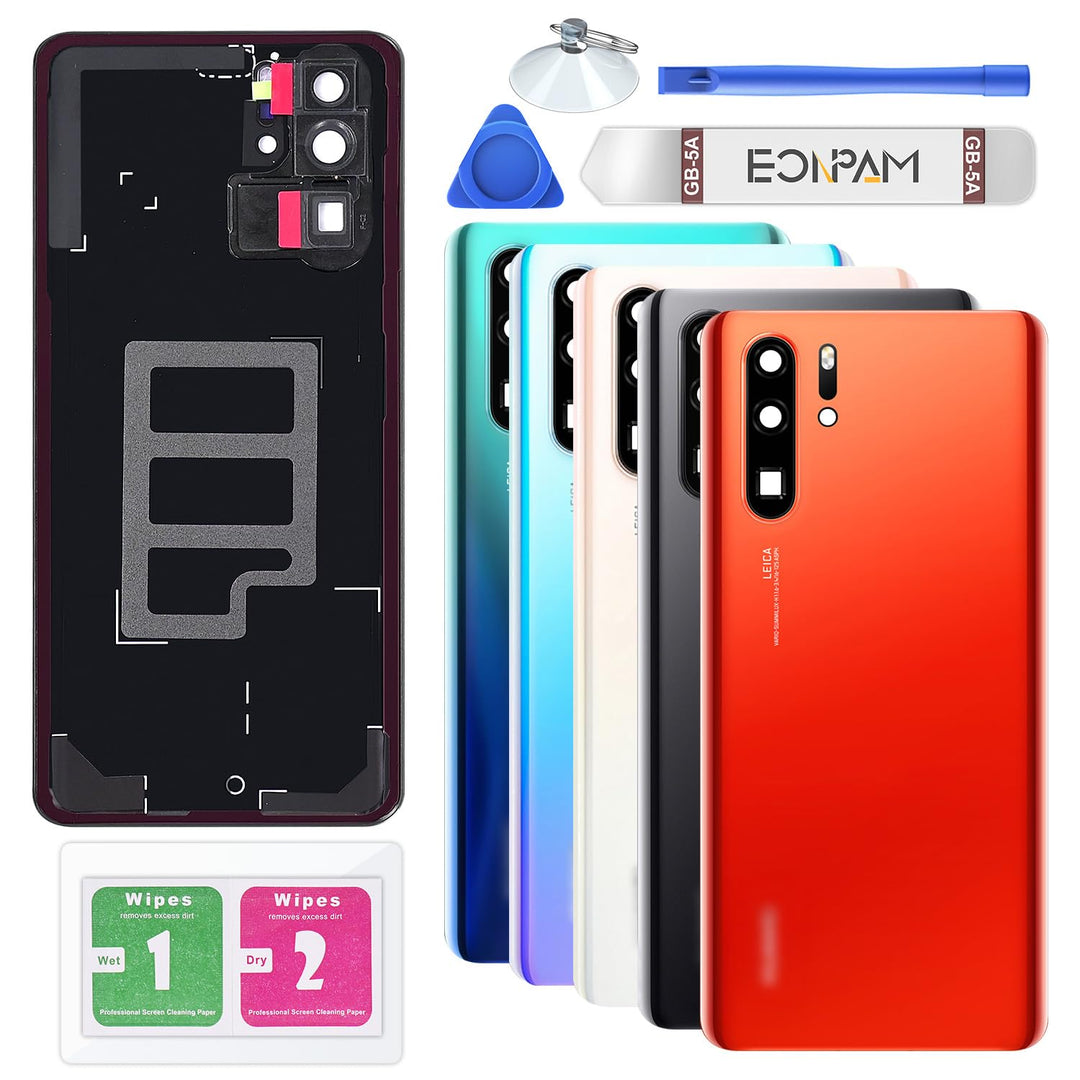 Eonpam Akkudeckel für Huawei P30 Pro Rückseite Glas Original Backcover Back Glas Ersatz Reparatur Se
