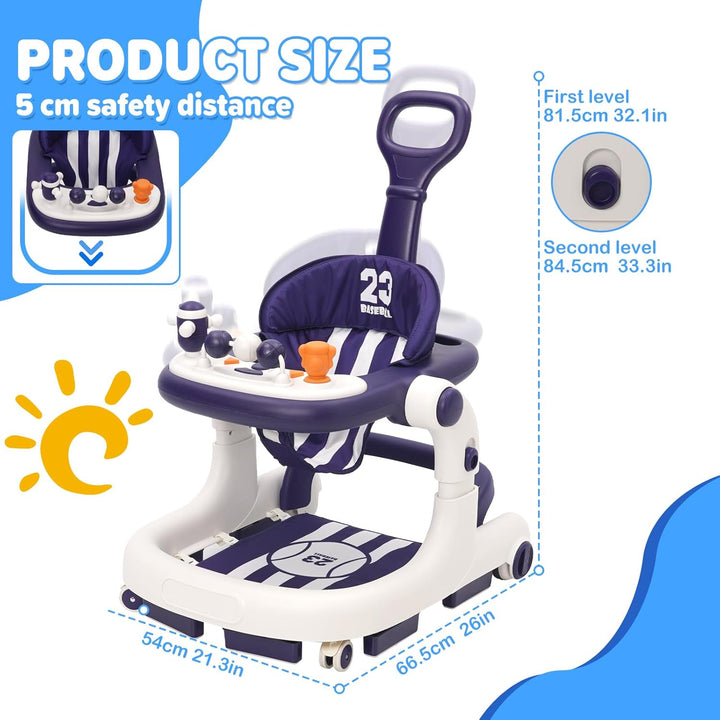 Siairo 3 in 1 Lauflernhilfe Baby Lauflernhilfe mit einstellbarer Höhe & Geschwindigkeit Rollen, Lich