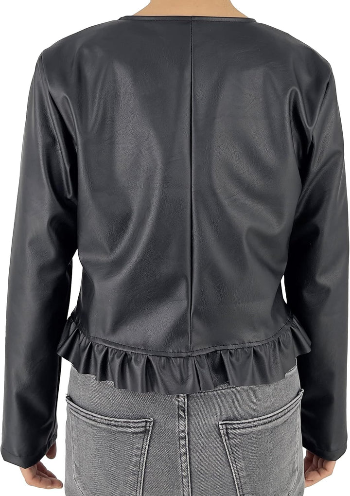 JOPHY & CO. Kurze Damenjacke aus Kunstleder (Artikelnummer: 6716) XS Schwarz, XS Schwarz