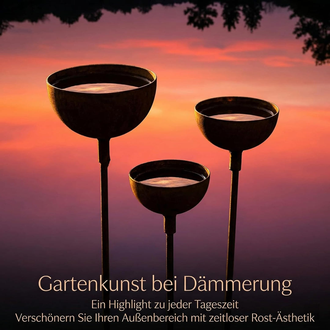 Regenfänger Gartenstecker Rost Gartenstecker Metall Gartendeko für Draussen Insektentränke Garten Na