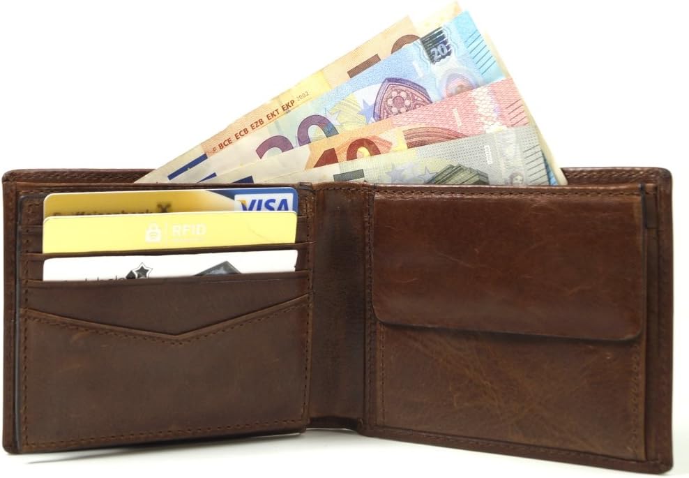 Fossil Herren Ryan Leather Bifold Geldbörse 11,43 cm L x 2,54 cm B x 9,525 cm H Dunkelbraun, Dunkelb