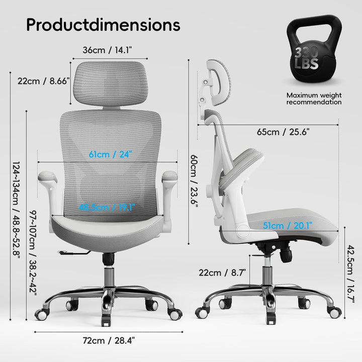 TRALT Ergonomischer Bürostuhl - Office Chair Bürostuhl PU-Leder Verstellbarer Lendenwirbelstütze Des