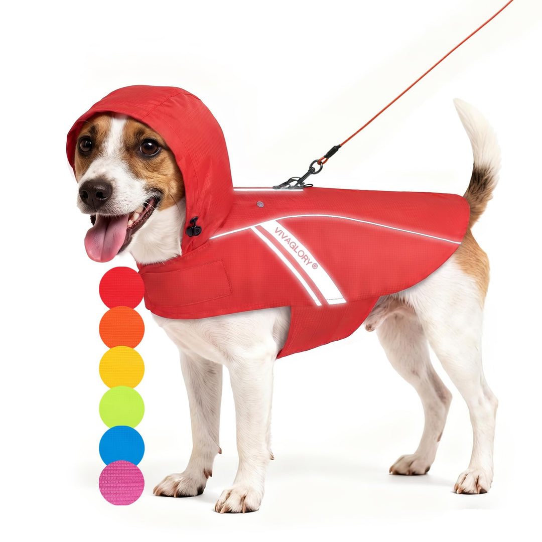 VIVAGLORY Hunderegenmantel für kleine Hunde, leicht an- und ausziehbare Regenbekleidung, reflektiere
