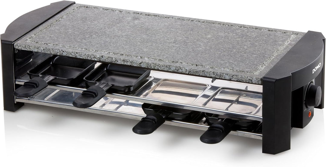 Domo DO9186G Raclette Steingrill, Petrus, Schwarz/Silber