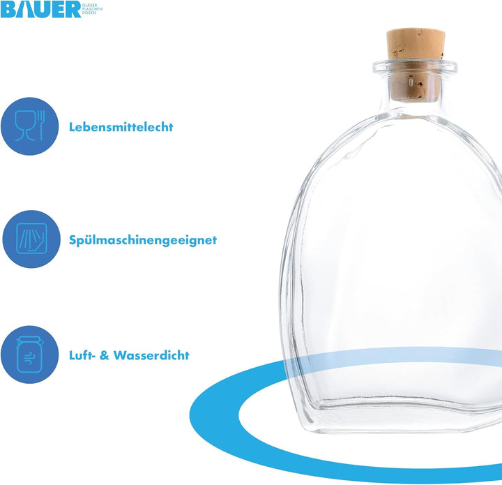 Flaschenbauer - 9 x Herz Flasche Passion: Glasflasche Herz 200 ml - 9 Mini Glasflaschen mit Korken v