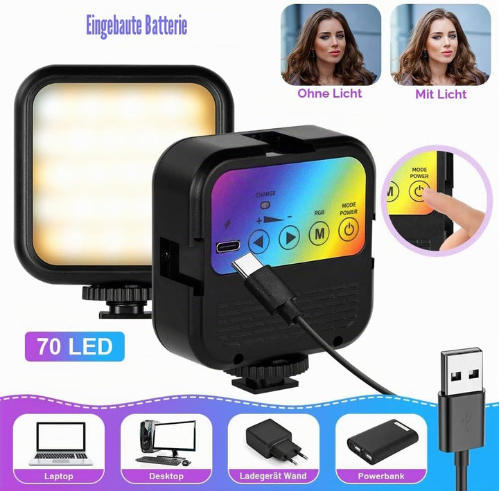 AXFEE LED Videoleuchte, Video Licht Dimmbare 3000K-7000K, Kamera Licht mit Telefonclip und Cold Shoe