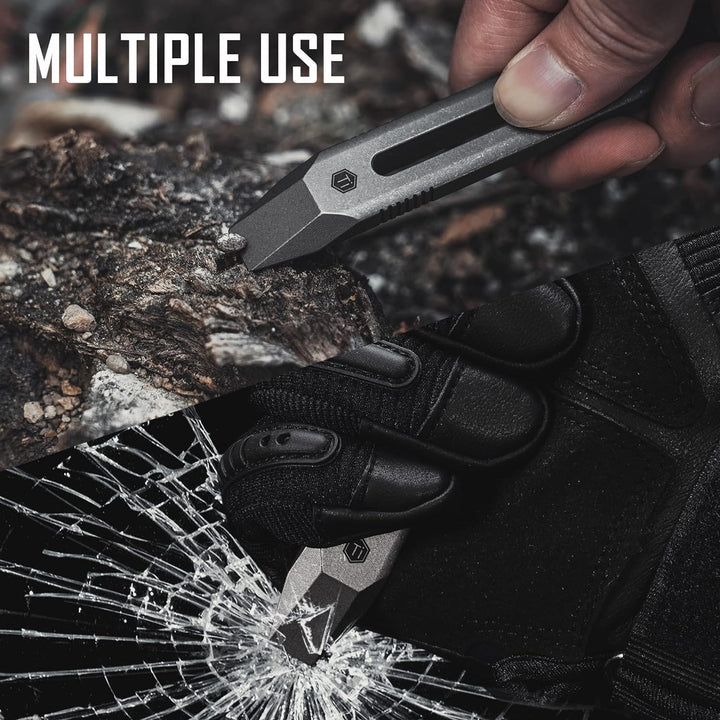 KeyUnity KR00 Titanium EDC Brecheisen-Multiwerkzeug mit Schraubendreher und Taschenclip