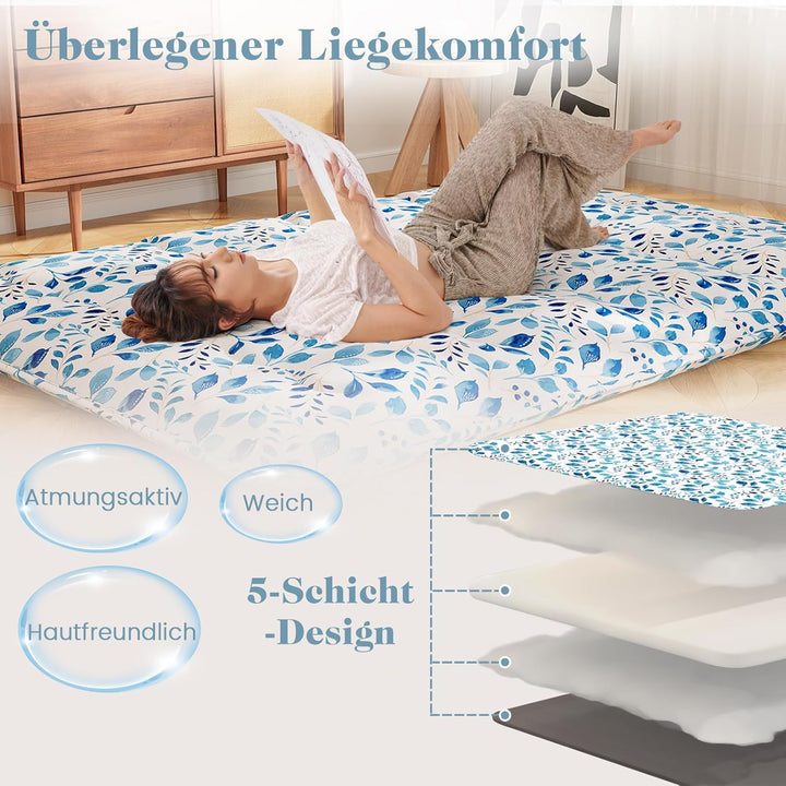 COSTWAY Japanische Futon Matratze, Tatami-Matte, Bodenmatratze, Klappmatratze mit waschbarem Bezug,