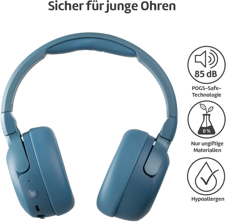 POGS Drahtloser Bluetooth Over-Ear Noise Cancelling-Kopfhörer | The Turtle | Faltbarer robuster Kopf