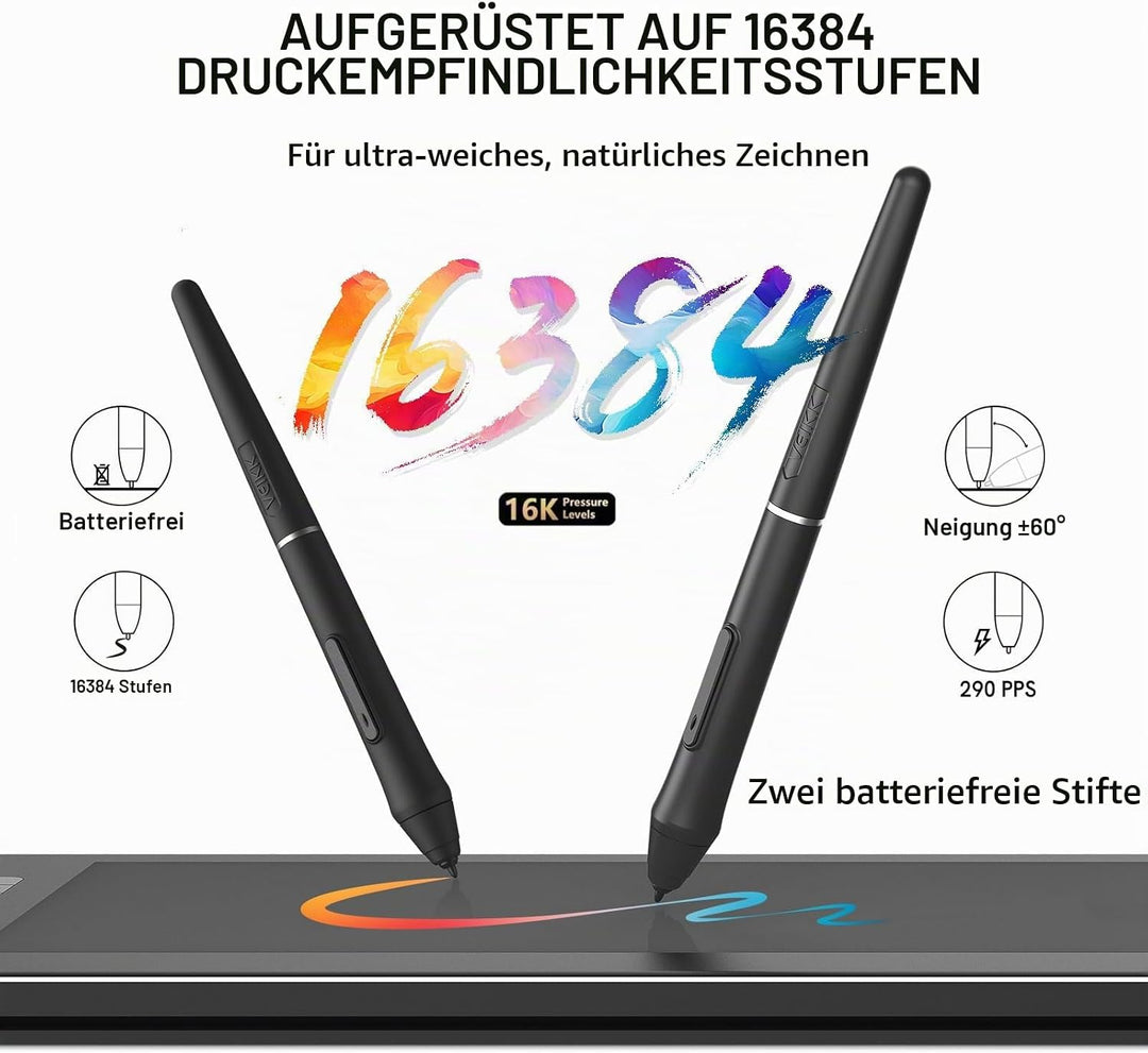 VEIKK Grafiktablett mit Display, VK1200 FHD IPS 11,6 Zoll Grafiktabletts mit 100% sRGB Bildschirm, 6