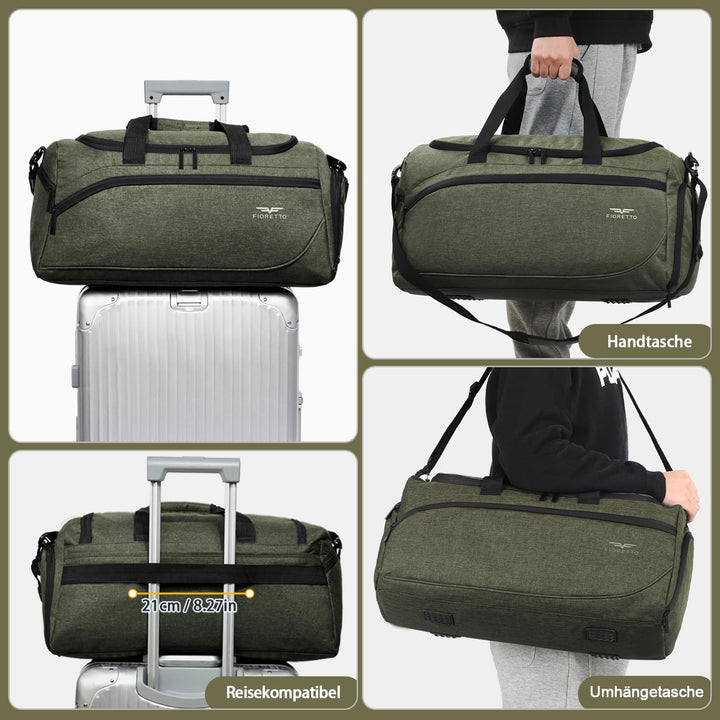 FIORETTO 35L Sporttasche &amp; Reisetasche für Damen und Herren, mit Schuhfach &amp; Nassfach, Wasserdicht T