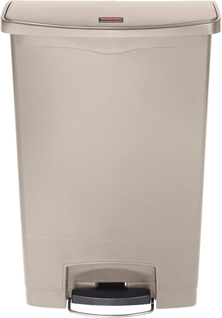 Rubbermaid Commercial Products Slim Jim 1883552 90 Litre Front Step Step-On Resin Wastebasket - Beig