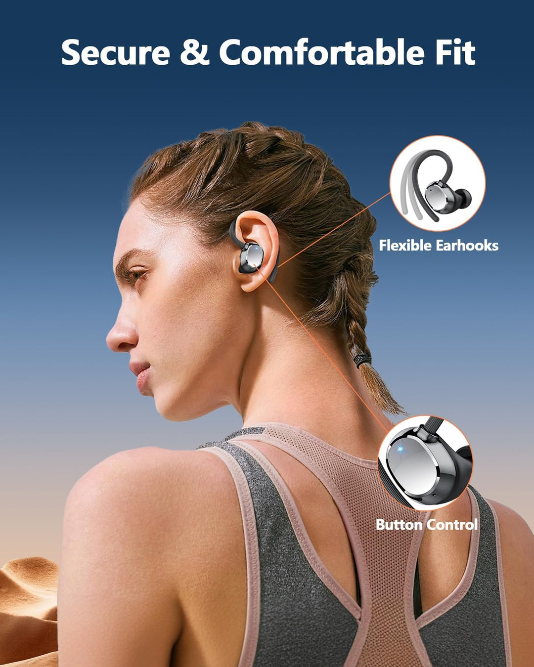 Bluetooth Kopfhörer Sport, 2026 in Ear Kopfhörer Kabellos Bluetooth 5.3 mit HD Mic, Herausragender S