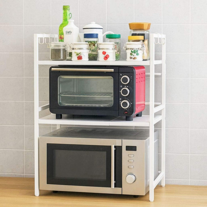 DanDiBo Verstellbares Mikrowellenregal Weiss 3 Stufig 40-64 cm Mikrowellen Regal 96684 Stehend Mikro