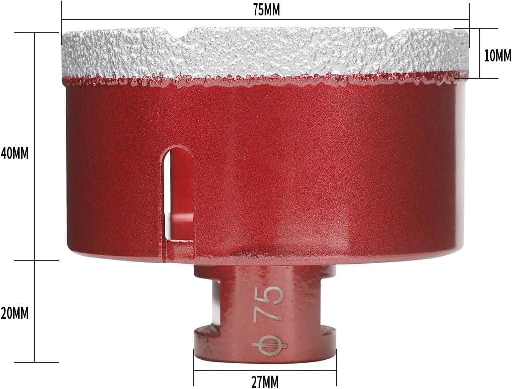 SUQIN Diamant Fliesenbohrer 75mm,M14 Gewinde Winkelschleifer Diamantbohrer Lochsäge zum Bohren von F