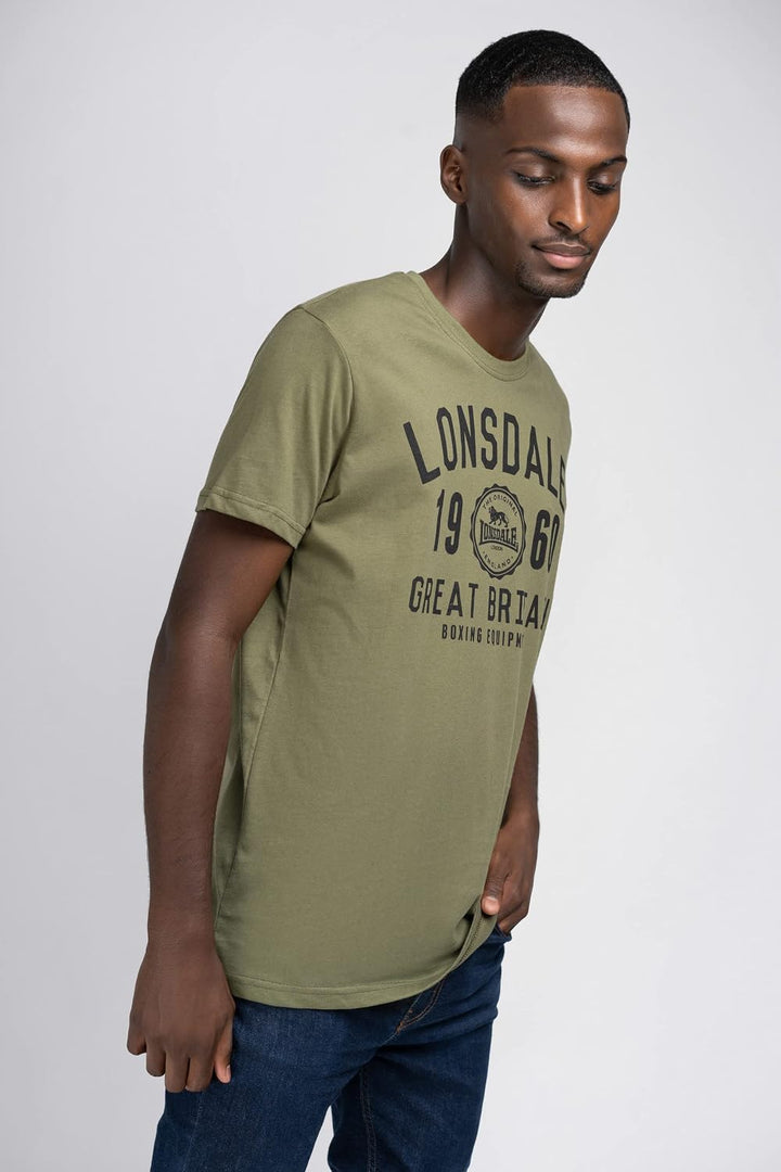 Lonsdale Herren T-Shirt Doppelpack Bangor Doppelpack S Black/Olive, S Black/Olive