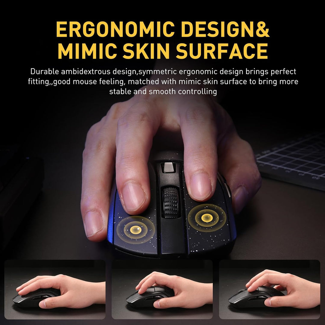 DAREU A950 Gaming Mouse mit RGB Magnetic Ladestation, 88 g Leichte, Programmierbare Tri-Mode Gamer M