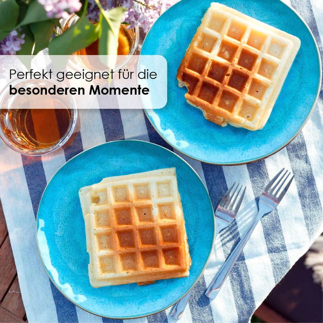 MIAMIO – 6 x 28 cm Teller/Speiseteller Set aus Steingut Keramik Geschirr Set Handmade - Lumera Kolle