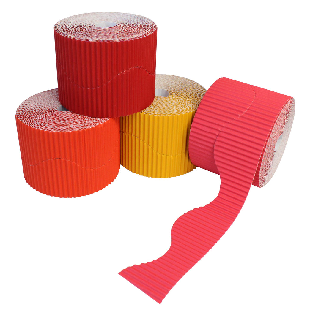 Bright Ideas BI7870 Wellpapp-Rollen für Schulaufstellungen, 4 Stück, rot/orange, 10cm x 7.5m 10cm x