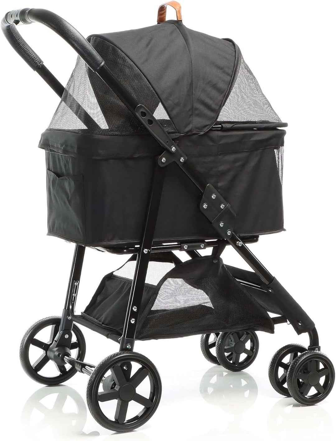 Fudajo 2in1 Hundewagen Faltbarer Hundebuggy in Schwarz Haustierwagen mit Abnehmbarer Transporttasche