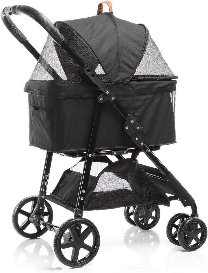 Fudajo 2in1 Hundewagen Faltbarer Hundebuggy in Schwarz Haustierwagen mit Abnehmbarer Transporttasche