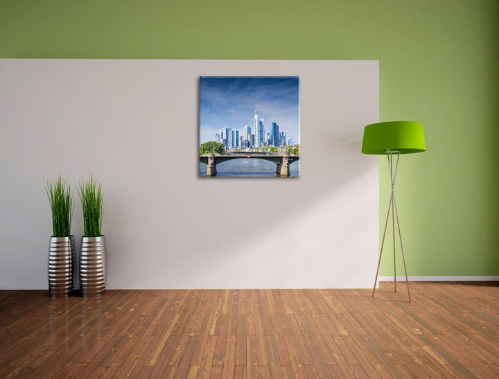 Pixxprint Skyline von Frankfurt am Main als Leinwandbild/Grösse: 70x70 / Wandbild/Kunstdruck/fertig