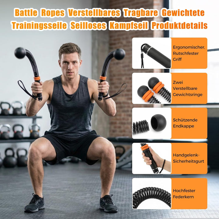 Ropeless Battle Ropes Weighted Battle Rope Ohne Seil 2X Tragbare Battle Ropes mit Tragetasche Seillo
