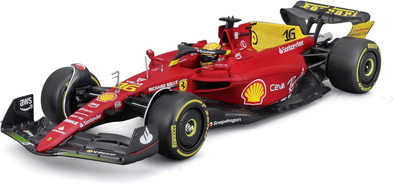 Bburago Ferrari F1-75 (2022): Modellauto im Massstab 1:24, 16 Charles Leclerc, mit Fahrer, Hardcase,